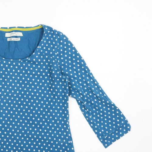 Seasalt Women Blue Polka Dot UK 12 3/4 Bell Sleeve Jersey T-Shirt