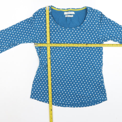 Seasalt Women Blue Polka Dot UK 12 3/4 Bell Sleeve Jersey T-Shirt