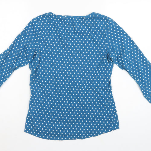 Seasalt Women Blue Polka Dot UK 12 3/4 Bell Sleeve Jersey T-Shirt