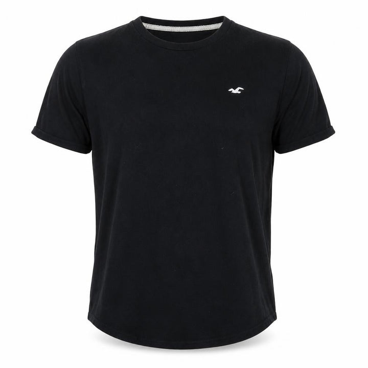Hollister Unisex Adults Black XL Basic Curved Hem Cotton T-Shirt