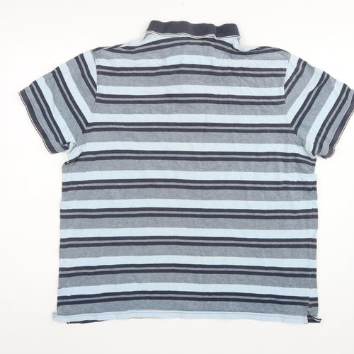 Maine New England Men's Blue Striped Cotton Polo Shirt XL Short Sleeve