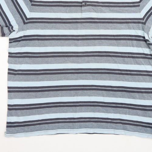 Maine New England Men's Blue Striped Cotton Polo Shirt XL Short Sleeve