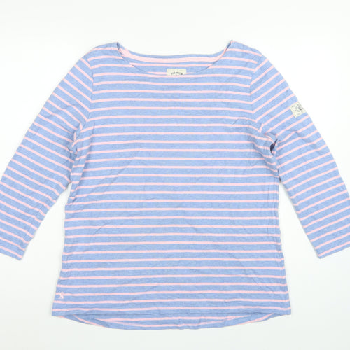 Joules Women Blue Pink Striped Boat Neck Long Sleeve Jersey Top UK 16