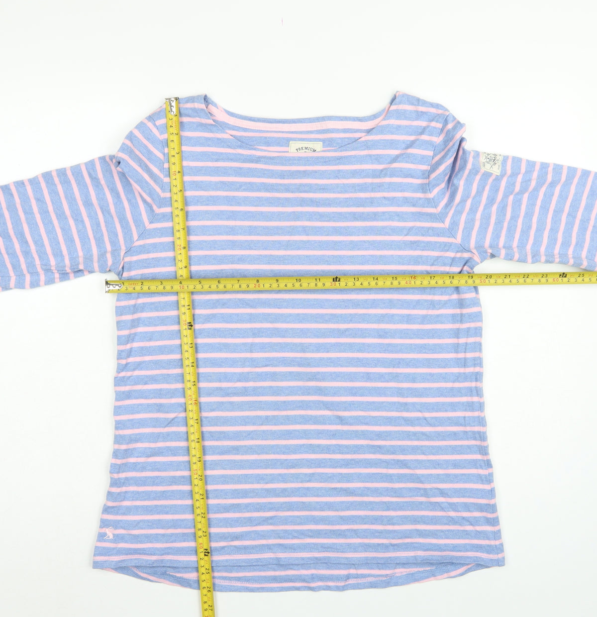 Joules Women Blue Pink Striped Boat Neck Long Sleeve Jersey Top UK 16