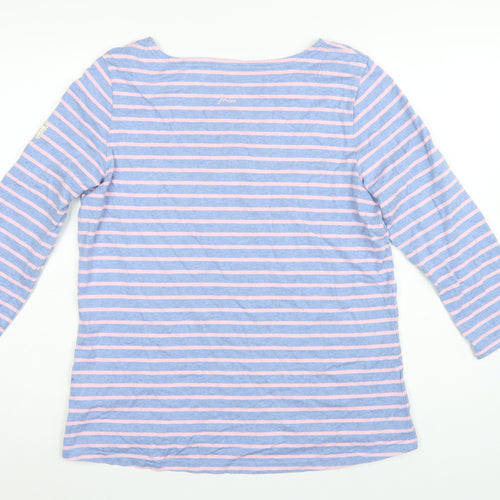 Joules Women Blue Pink Striped Boat Neck Long Sleeve Jersey Top UK 16