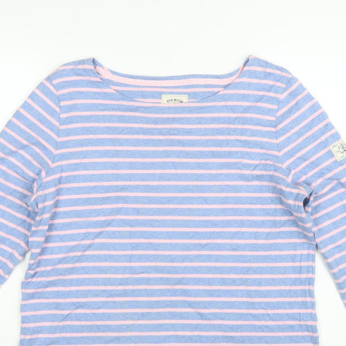 Joules Women Blue Pink Striped Boat Neck Long Sleeve Jersey Top UK 16