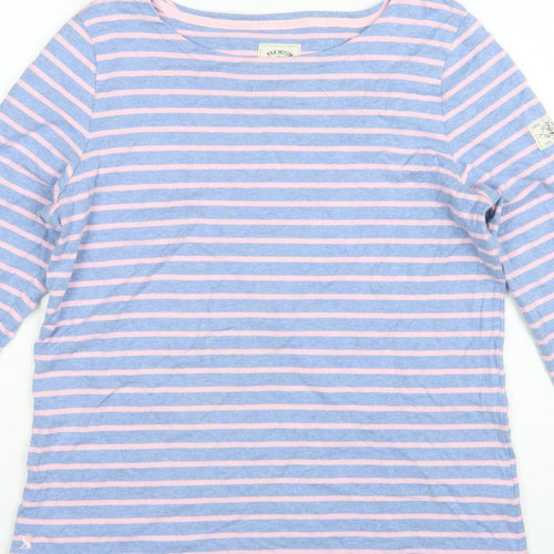 Joules Women Blue Pink Striped Boat Neck Long Sleeve Jersey Top UK 16