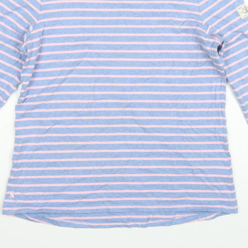 Joules Women Blue Pink Striped Boat Neck Long Sleeve Jersey Top UK 16