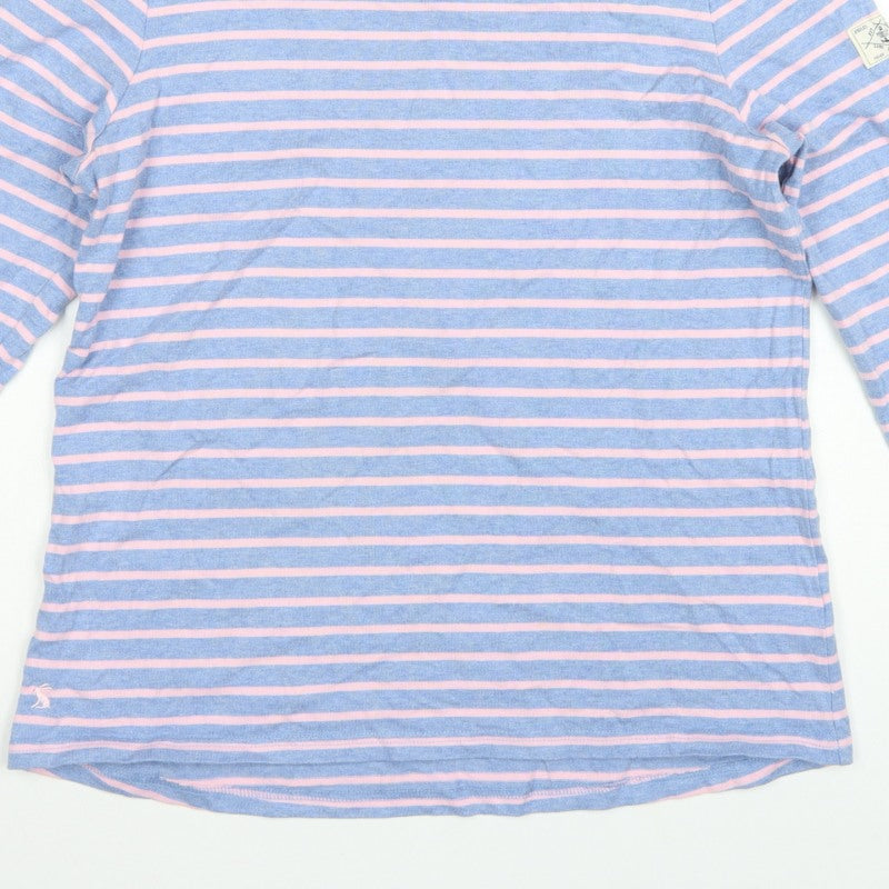 Joules Women Blue Pink Striped Boat Neck Long Sleeve Jersey Top UK 16