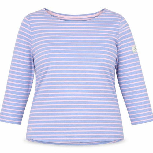 Joules Women Blue Pink Striped Boat Neck Long Sleeve Jersey Top UK 16