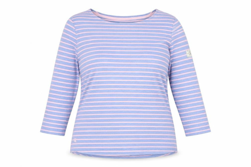 Joules Women Blue Pink Striped Boat Neck Long Sleeve Jersey Top UK 16