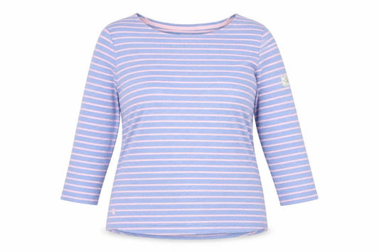 Joules Women Blue Pink Striped Boat Neck Long Sleeve Jersey Top UK 16