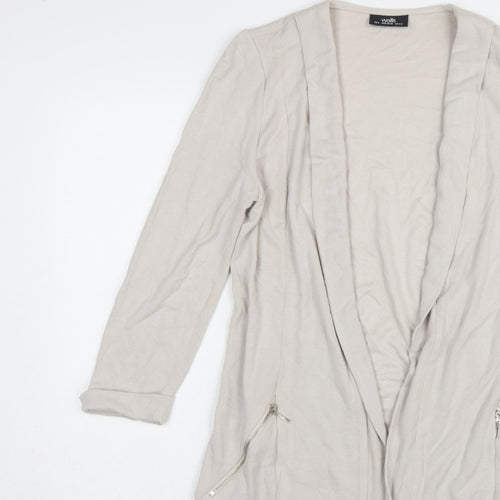 Wallis Women’s Beige UK S Open Longline Zip Pocket Cardigan