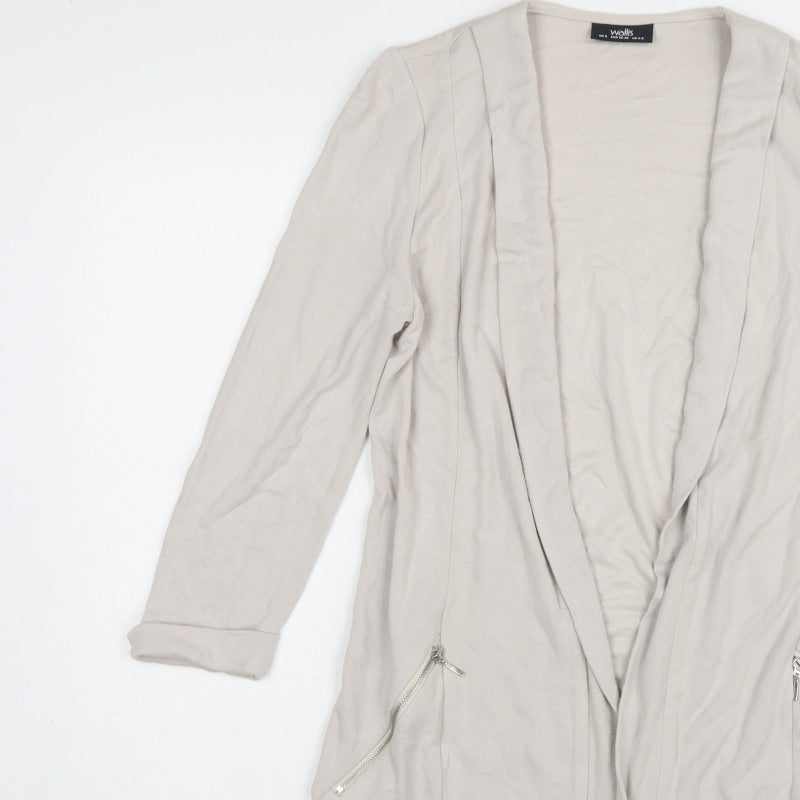Wallis Women’s Beige UK S Open Longline Zip Pocket Cardigan