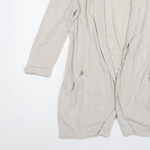 Wallis Women’s Beige UK S Open Longline Zip Pocket Cardigan