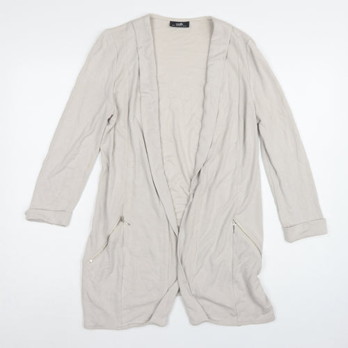 Wallis Women’s Beige UK S Open Longline Zip Pocket Cardigan
