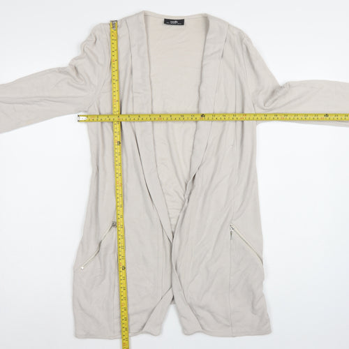 Wallis Women’s Beige UK S Open Longline Zip Pocket Cardigan