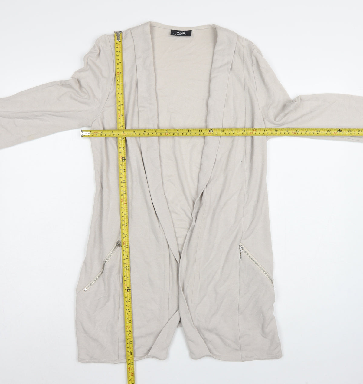 Wallis Women’s Beige UK S Open Longline Zip Pocket Cardigan