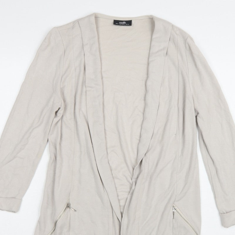 Wallis Women’s Beige UK S Open Longline Zip Pocket Cardigan