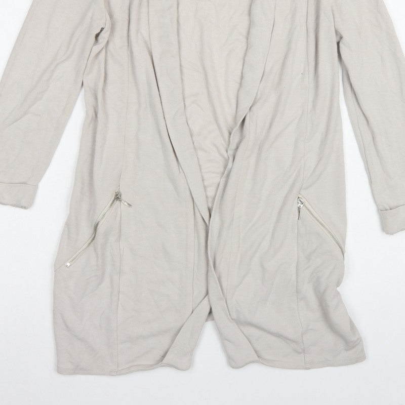 Wallis Women’s Beige UK S Open Longline Zip Pocket Cardigan