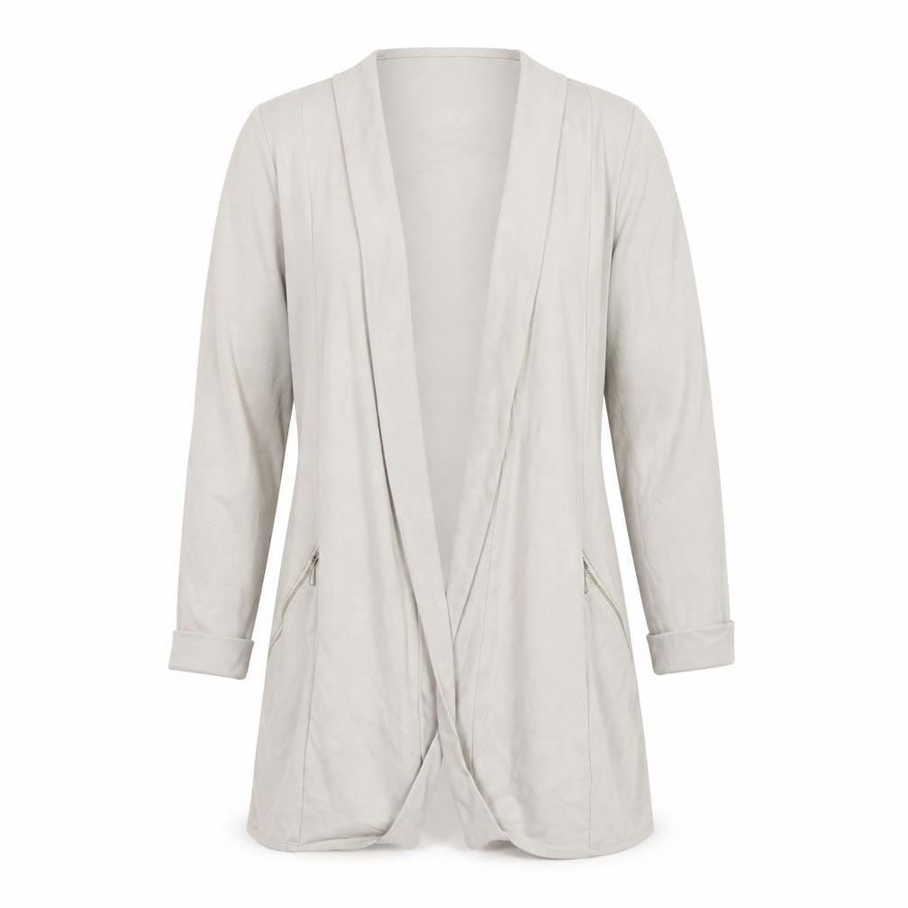Wallis Women’s Beige UK S Open Longline Zip Pocket Cardigan