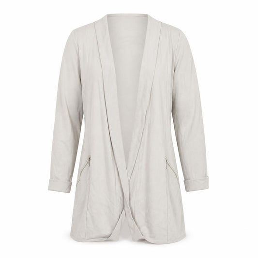 Wallis Women’s Beige UK S Open Longline Zip Pocket Cardigan