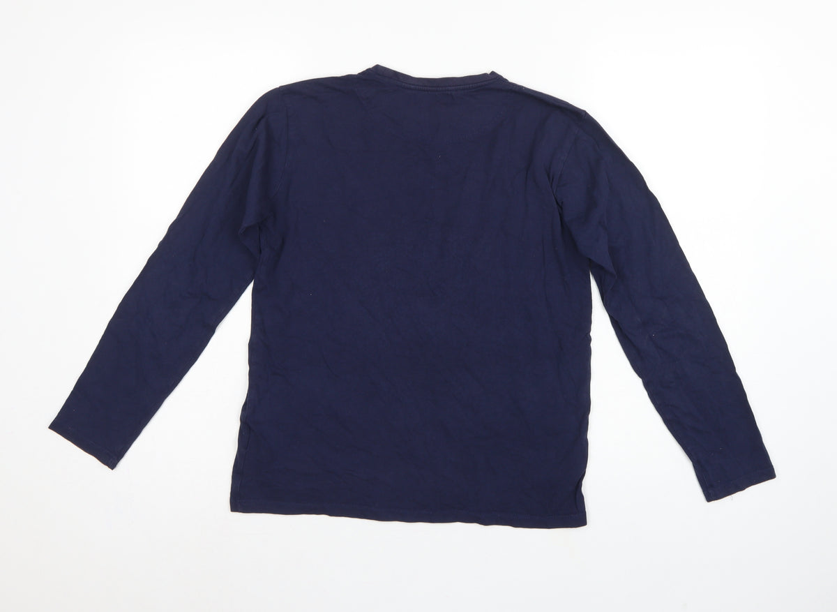 Brand and care label for Lyle & Scott boys’ blue 14-15 years basic long sleeve logo t-shirt