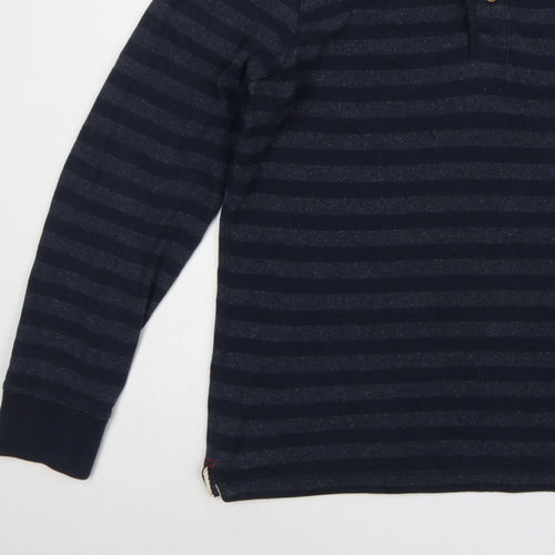 Fat Face Men’s Blue XL Striped Henley Button Cotton Sweatshirt