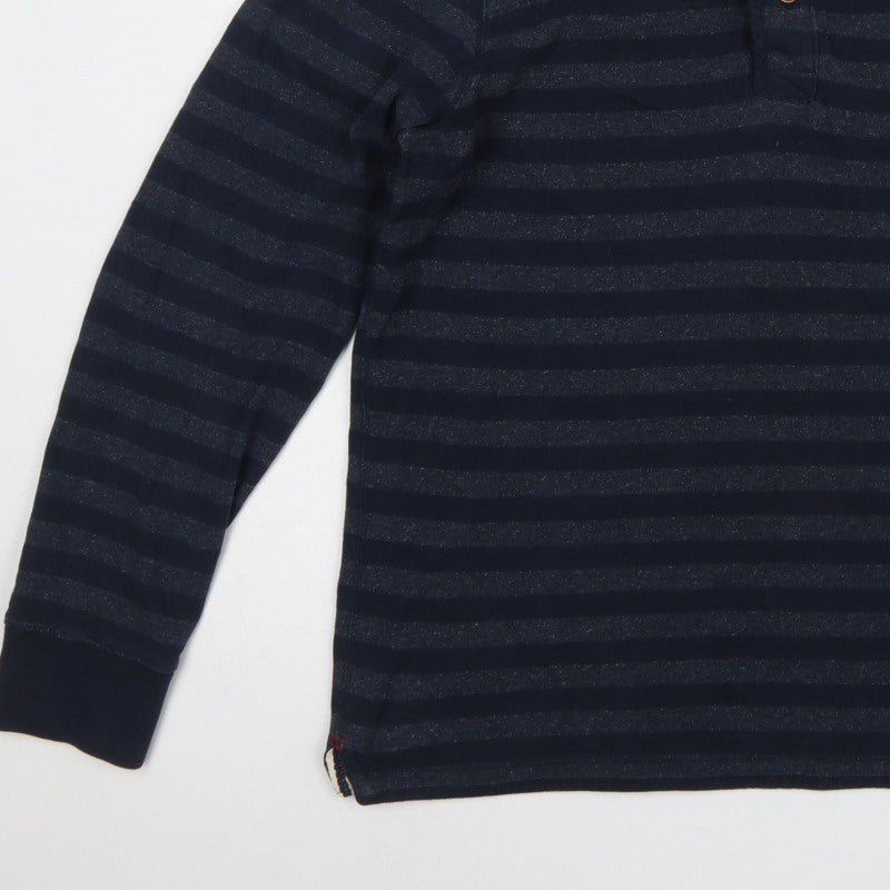Fat Face Men’s Blue XL Striped Henley Button Cotton Sweatshirt