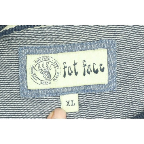 Fat Face Men’s Blue XL Striped Henley Button Cotton Sweatshirt