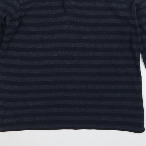 Fat Face Men’s Blue XL Striped Henley Button Cotton Sweatshirt