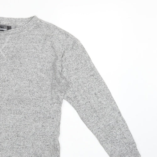 Golddigga Women Grey UK 10 Basic Knit Crew Neck Long Sleeve Top
