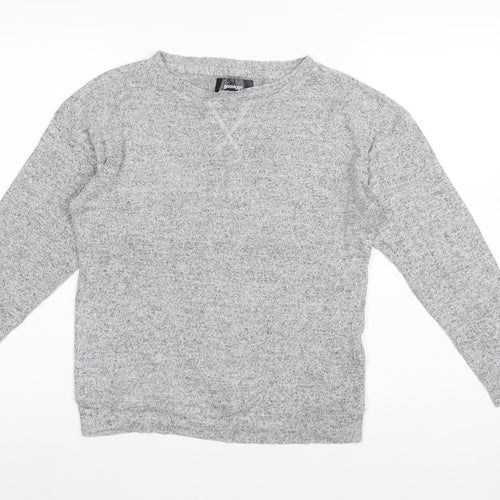 Golddigga Women Grey UK 10 Basic Knit Crew Neck Long Sleeve Top