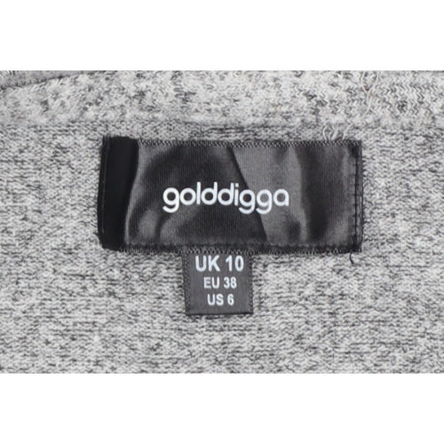 Golddigga Women Grey UK 10 Basic Knit Crew Neck Long Sleeve Top