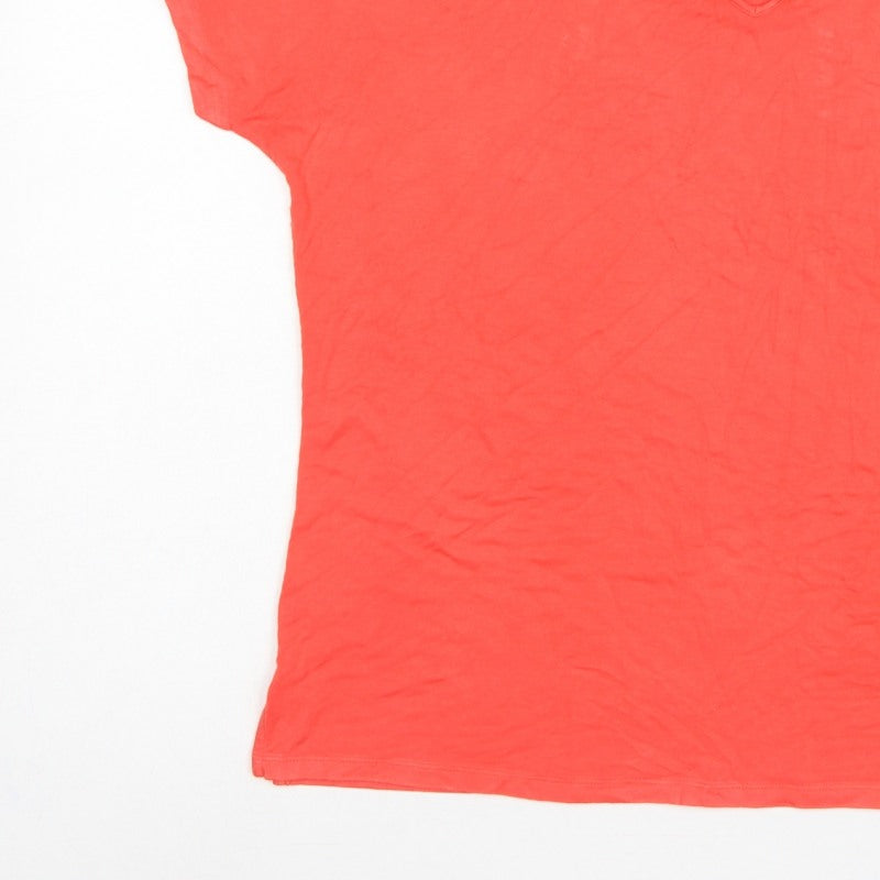 Marks and Spencer Women Red Size 18 Keyhole Stretch Jersey T-Shirt