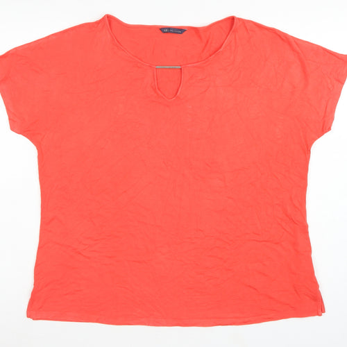 Marks and Spencer Women Red Size 18 Keyhole Stretch Jersey T-Shirt
