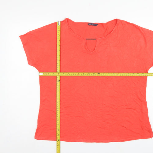 Marks and Spencer Women Red Size 18 Keyhole Stretch Jersey T-Shirt