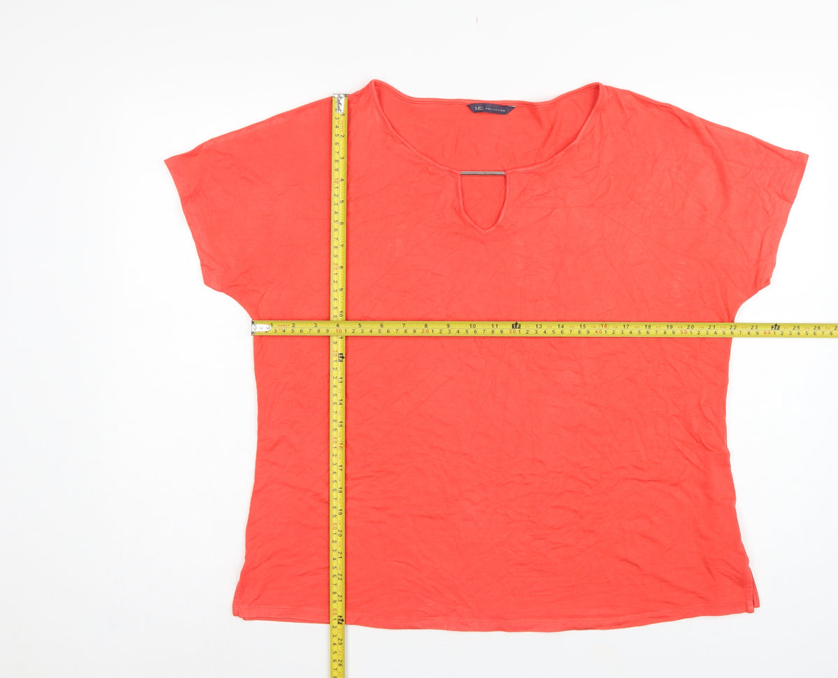 Marks and Spencer Women Red Size 18 Keyhole Stretch Jersey T-Shirt