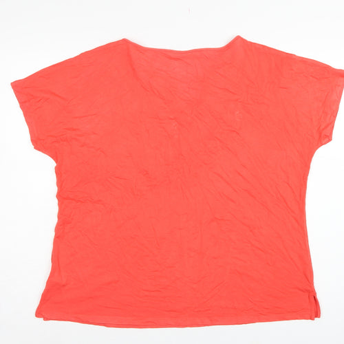 Marks and Spencer Women Red Size 18 Keyhole Stretch Jersey T-Shirt