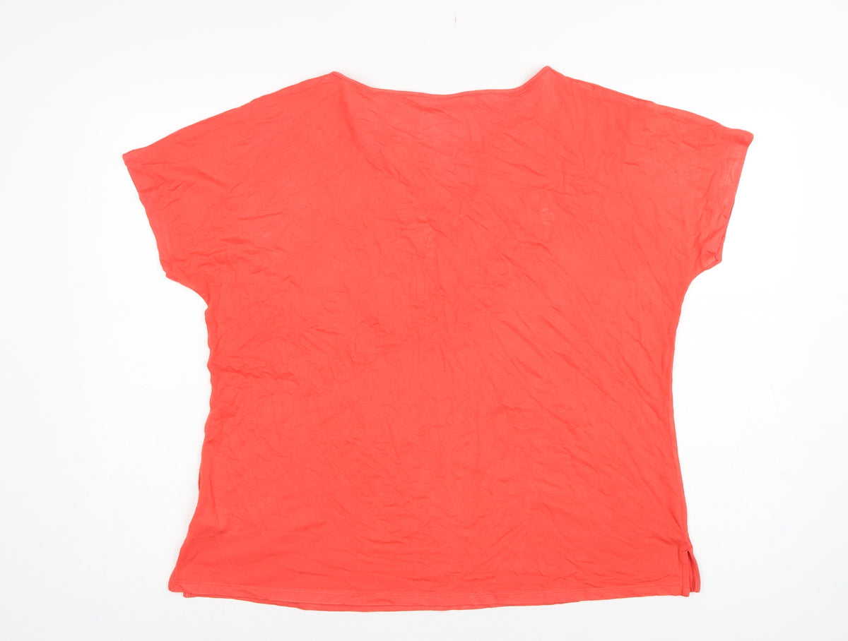 Marks and Spencer Women Red Size 18 Keyhole Stretch Jersey T-Shirt