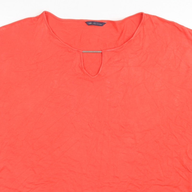 Marks and Spencer Women Red Size 18 Keyhole Stretch Jersey T-Shirt