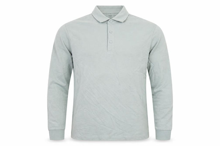 Marks and Spencer Men Green S Regular Fit Long Sleeve Cotton Polo