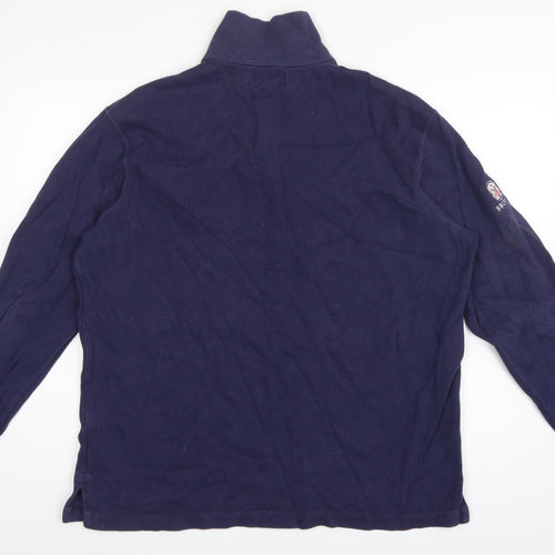 Polo Ralph Lauren Men Blue L 1/4 Zip High Neck Logo Sweatshirt
