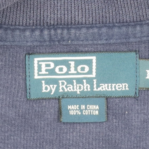Polo Ralph Lauren Men Blue L 1/4 Zip High Neck Logo Sweatshirt