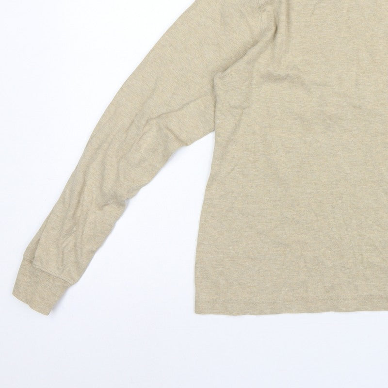 Lands' End Women Beige S Mock Neck Long Sleeve Basic Jersey Top