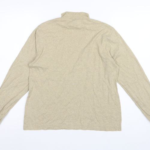 Lands' End Women Beige S Mock Neck Long Sleeve Basic Jersey Top
