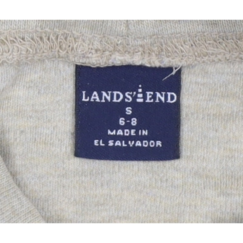 Lands' End Women Beige S Mock Neck Long Sleeve Basic Jersey Top