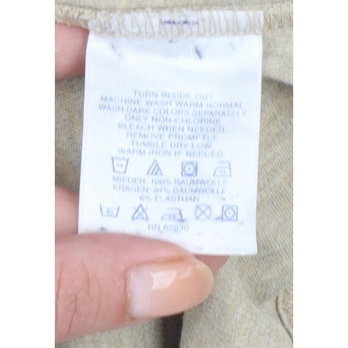 Lands' End Women Beige S Mock Neck Long Sleeve Basic Jersey Top