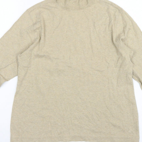 Lands' End Women Beige S Mock Neck Long Sleeve Basic Jersey Top