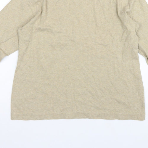 Lands' End Women Beige S Mock Neck Long Sleeve Basic Jersey Top